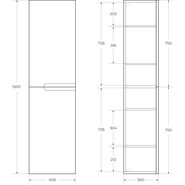 Пенал подвесной Cezares DUET-1500-2A-SC-BL 40 см, Bianco Lucido фото 6