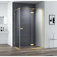 Душевое ограждение Cezares Bellagio AH-1 100х90 см (стекло 8 мм), золото/прозрачное фото 