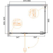 Душевое ограждение Cezares Bellagio AH-1 100х90 см (стекло 8 мм), золото/прозрачное фото 2
