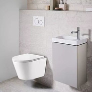 Инсталляция с подвесным унитазом комплект: Loranto 4501 с подвесным безободковым унитазом Azario Fonti AZ-402W сиденье микролифт фото 5