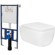 Инсталляция с подвесным унитазом комплект: Loranto 4501 с подвесным безободковым унитазом Azario Flavia AZ-0076-UQ1 сиденье микролифт (Система смыва торнадо) фото 2