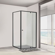 Душевое ограждение Sole Cube (90-100)х90 см, чёрный/прозрачное фото 