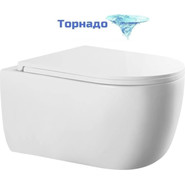 Унитаз подвесной безободковый Sole Typhoon (смыв торнадо) с тонкой крышкой микролифт фото 