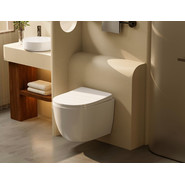 Унитаз подвесной безободковый Abber Bequem AC1100T с тонкой крышкой микролифт (Система смыва торнадо), Цвет производителя: белый фото 4