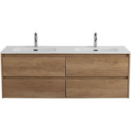 Тумба подвесная с раковиной Belbagno 140 см KRAFT-1400-4C-SO-2-RNN (раковина BB1400-2-ETL) Rovere Nebrasca Nature фото 