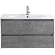 Тумба подвесная с раковиной BelBagno 100 см KRAFT-1000-2C-SO-CG (раковина LOV-1000-LVB) Cemento Grigio фото 