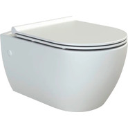 Унитаз подвесной безободковый Boheme Bianca 963-SET-W с тонкой крышкой микролифт, белый глянцевый фото 