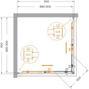 Душевое ограждение 90x90 см Cezares Relax-304-A-2-90-C-GM, оружейная сталь/прозрачное фото 6