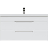 Тумба подвесная с раковиной Mirsant Soho quadro 100/2 см с доводчиком (раковина Deep 100), белый фото 3