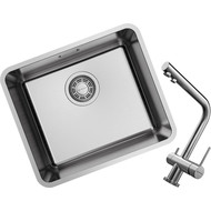 Кухонная мойка + смеситель Omoikiri 4997402 + NAGANO-BN 4994011, нержавеющая сталь фото 