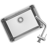 Кухонная мойка + смеситель Omoikiri 4997405 + NAGANO-BN 4994011, нержавеющая сталь фото 