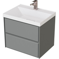 Тумба подвесная с раковиной Mirsant Dante 60 см (раковина Style 60) серый матовый фото 