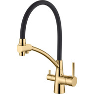 Смеситель для кухни Ledeme L4855G-2, чёрный/золото фото 