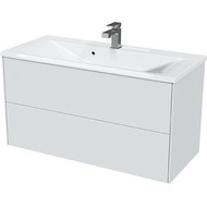 Тумба подвесная с раковиной Mirsant Ultra 100 см (раковина Premier 100), белый глянцевый фото 