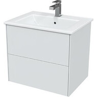 Тумба подвесная с раковиной Mirsant Ultra 60 см (раковина Next 60), белый глянцевый фото 