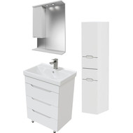 Комплект мебели Mirsant Soho quadro 60 см, белый (тумба + зеркало + пенал) фото 