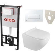 Инсталляция Alcaplast AM101/1120-4:1 RU с подвесным безободковым унитазом Azario Grado AZ-0046 -N фото 