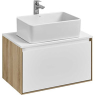 Тумба подвесная со столешницей Акватон Либерти 70 см 1A279801LYC70, дуб эльвезия/белый глянец фото 