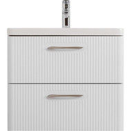 Тумба подвесная с раковиной BelBagno DUE-500-2C-SO-BM-P 50 см (2 ручки сатин) белый металлик, Цвет фасада: Белый металлик фото 