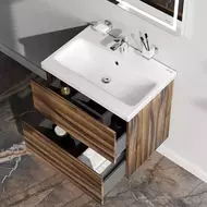 Тумба подвесная с раковиной AM.PM Gem 60 см M90FHX0602HF, орех, Цвет фасада: тёмное дерево фото 