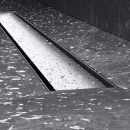 Душевой трап (лоток) 80 AM.PM MasterFlow W01SC-U11-080-04SB комбинированный затвор со стальной матовой решеткой под плитку фото 