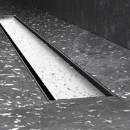 Душевой трап (лоток) 90 AM.PM MasterFlow W01SC-U11-090-04SB комбинированный затвор со стальной матовой решеткой под плитку, Цвет производителя: хром, Размер трапа: 900 фото 