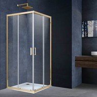 Душевое ограждение Vincea Alpha 100x100 см VSS-3AL100CLG, брашированное золото/прозрачное фото 