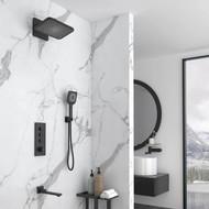 Душевая система для ванны с термостатом Vincea VSFW-433TI4MB, чёрный матовый фото 