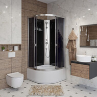 Душевая кабина Niagara Eco 90x90 см E90/40/TN/BK, хром матовый/тонированное (безсиликоновая сборка) фото 