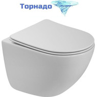 Унитаз подвесной безободковый BelBagno Amanda-Tor BB051CH-TOR-FC/SC (система смыва торнадо) с крышкой микролифт фото 