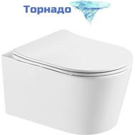 Унитаз подвесной безободковый Aquatek Оберон AQ1365T-00 с тонкой крышкой микролифт (Система смыва торнадо) фото 