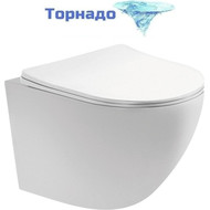 Унитаз подвесной безободковый Aquatek Европа AQ1900T-00 с тонкой крышкой микролифт (Система смыва торнадо) фото 