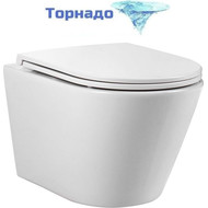 Унитаз подвесной безободковый Aquatek Вега AQ1904T-00 с тонкой крышкой микролифт (система смыва торнадо) фото 