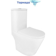 Унитаз-компакт безободковый Azario Berton AZ-6093 с тонкой крышкой микролифт (Система смыва торнадо) фото 