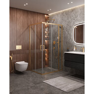 Душевое ограждение Cezares 120x100 см MOLVENO-AH-21-100+20-C-BORO-IV, брашированное золото/прозрачное фото 