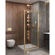 Душевое ограждение Cezares 100x90 см MOLVENO-AHF-31-100/90-C-BORO-IV, брашированное золото/прозрачное фото 