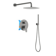 Душевая система для душа Aquatek Бетта AQ1172BGM (со скрытой частью) чёрный хром шлифованный, Цвет производителя: оружейная сталь фото 