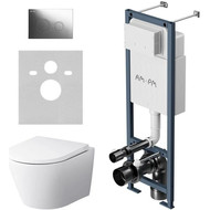 Инсталляция с подвесным унитазом комплект: Am.Pm ErgoFit FlashClean IS110151.741701 с подвесным безободковым унитазом, сиденье микролифт, кнопка смыва хром фото 