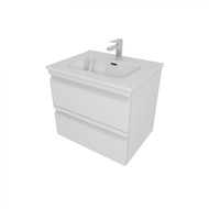 Тумба подвесная с раковиной Aquatek 60 см AQ77060-MW, белый матовый фото 