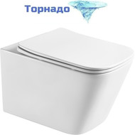 Унитаз подвесной безободковый Aquatek Либра AQ1505T-00 с тонкой крышкой микролифт (система смыва Торнадо) фото 