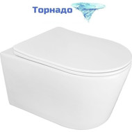 Унитаз подвесной безободковый Azario Ollin AZ-0513R с крышкой микролифт (Система смыва торнадо) фото 