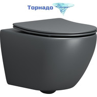 Унитаз подвесной безободковый Grossman GR-4457GMSQ с крышкой микролифт, серый матовый (Система смыва торнадо), Цвет производителя: серый матовый фото 