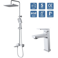 Душевой комплект BelBagno: Душевая стойка ARDENTE-VSCM-CRM + смеситель для раковины ARDENTE-LVM-CRM-W0 (Новинка 2025) фото 