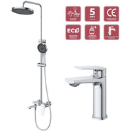 Душевой комплект Cezares: Душевая стойка COMFORT-CVD-01 + смеситель для раковины COMFORT-LS-01-W0 (Новинка 2025) фото 