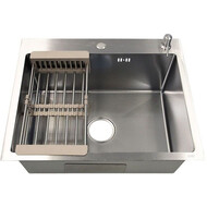 Кухонная мойка Azario Nicole AZS6050H (сифон, дозатор и коландер в комплекте) серебро соты фото 