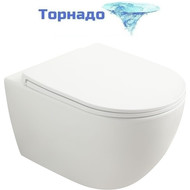 Унитаз подвесной безободковый Veconi Ento VEN-52T (Система смыва торнадо) с тонкой крышкой микролифт фото 