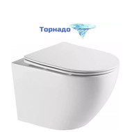 Унитаз подвесной безободковый Azario Grado AZ-0046-UQ1 с тонкой крышкой микролифт (Система смыва торнадо) фото 