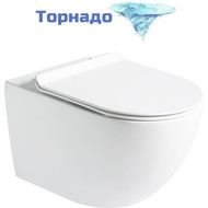 Унитаз подвесной безободковый SantiLine SL-5002T с тонкой крышкой микролифт (система смыва Торнадо) фото 