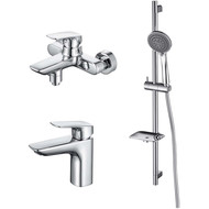 Набор смесителей 3 в 1 для ванны с коротким изливом Aquatek Вега AQ1030CR, Цвет производителя: хром фото 