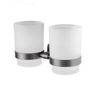 Стакан двойной для зубных щеток Wonzon & Woghand Graffity WW-9328-GM, цвет тёмный графит брашированный фото 